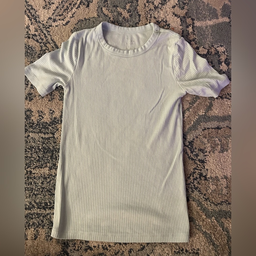 light blue top